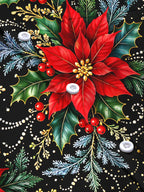 Oceanlyte Men's Hawaiian Christmas Poinsettia And Holly Print Long Sleeve Shirt with Chest Pocket