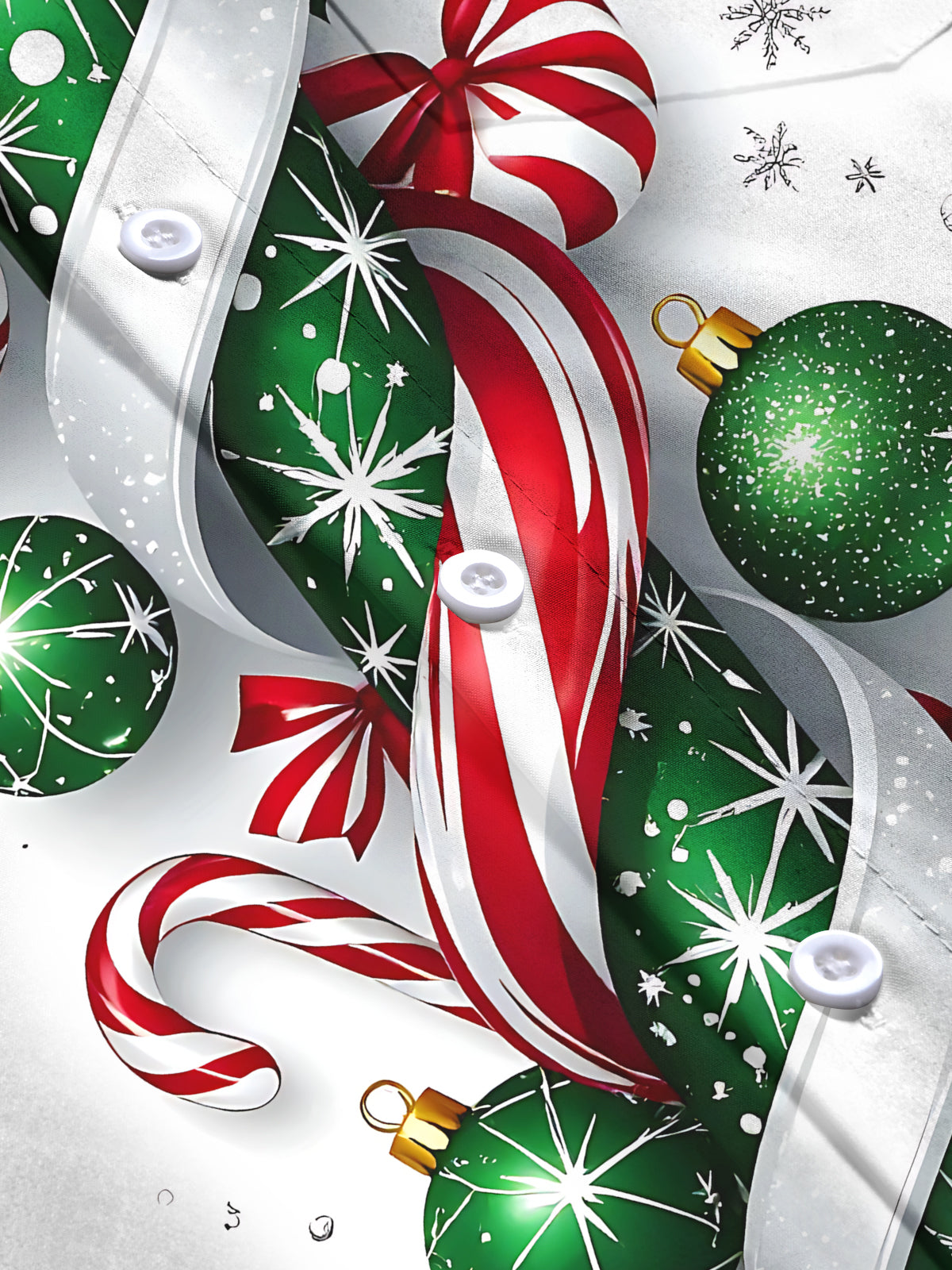 Oceanlyte Men's Printed Christmas Ornaments Print Long Sleeve Shirt with Chest Pocket