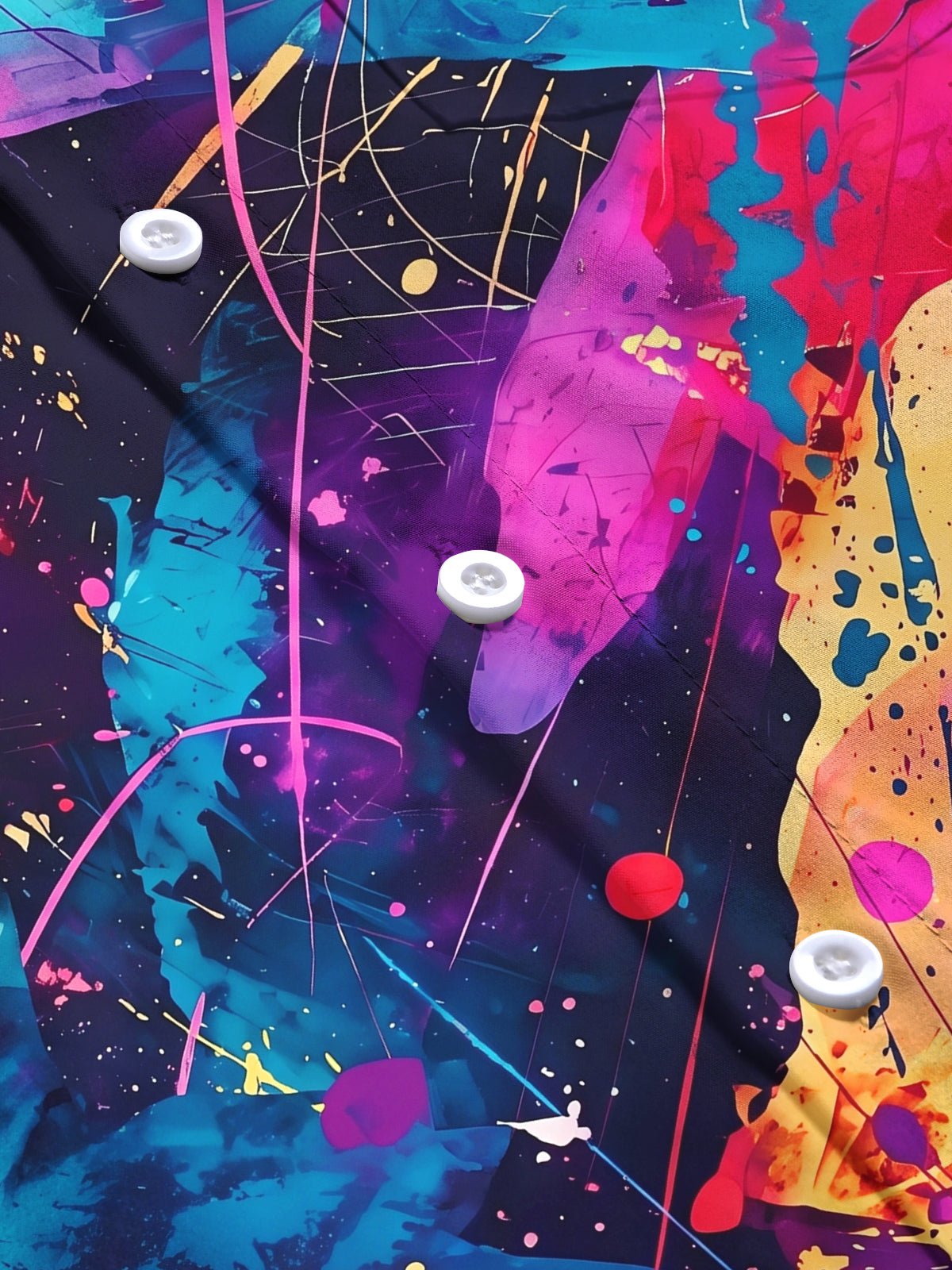 Oceanlyte Men's Tie Dye Colorful Abstract Paint Splatter Print Long Sleeve Shirt with Chest Pocket
