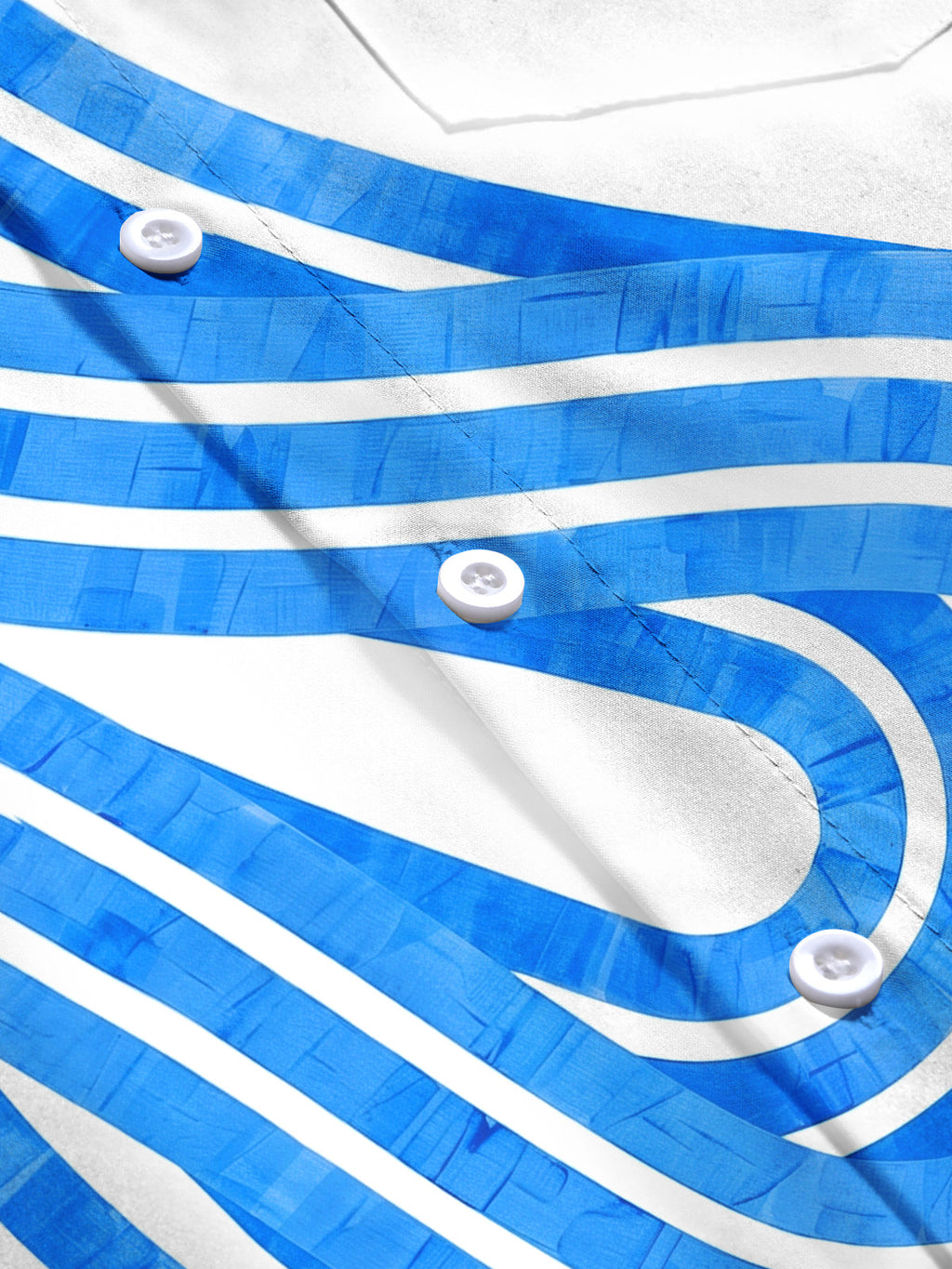 Oceanlyte Men's Striped Blue And White Curved Stripes Print Long Sleeve Shirt with Chest Pocket