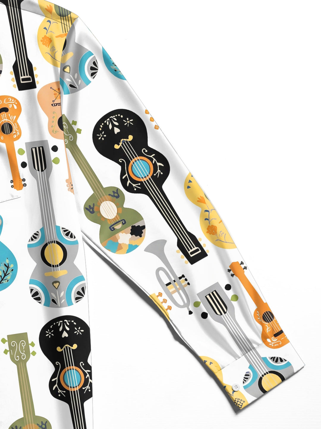 Oceanlyte Men's Graphic Musical Instruments Print Ukulele Print Long Sleeve Shirt with Chest Pocket
