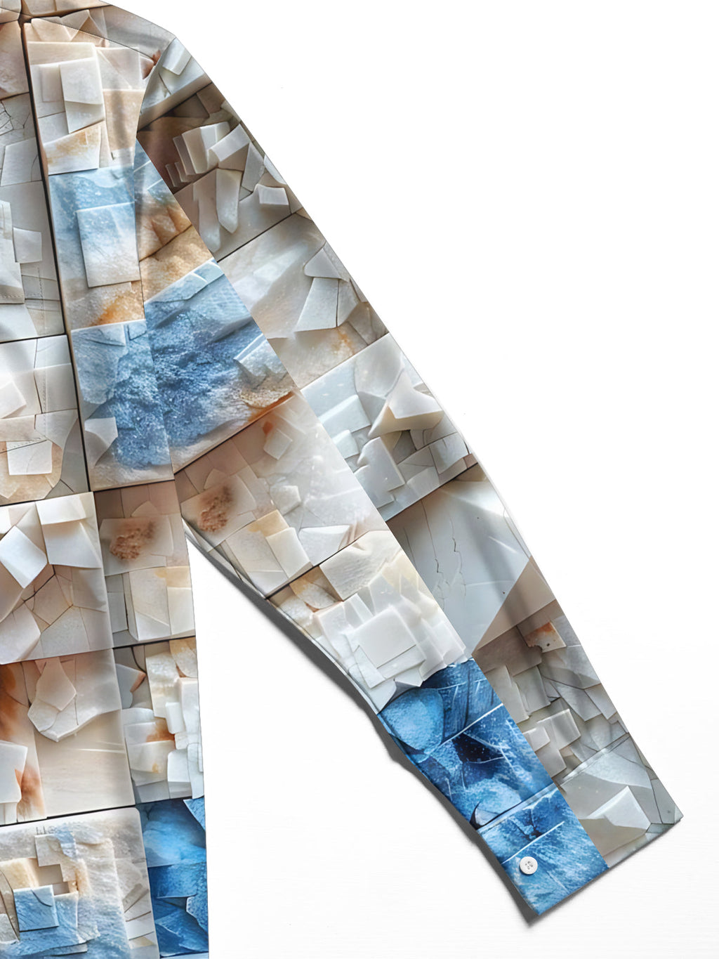 Oceanlyte Men's Patterned 3D Stone Blocks Print Long Sleeve Shirt with Chest Pocket