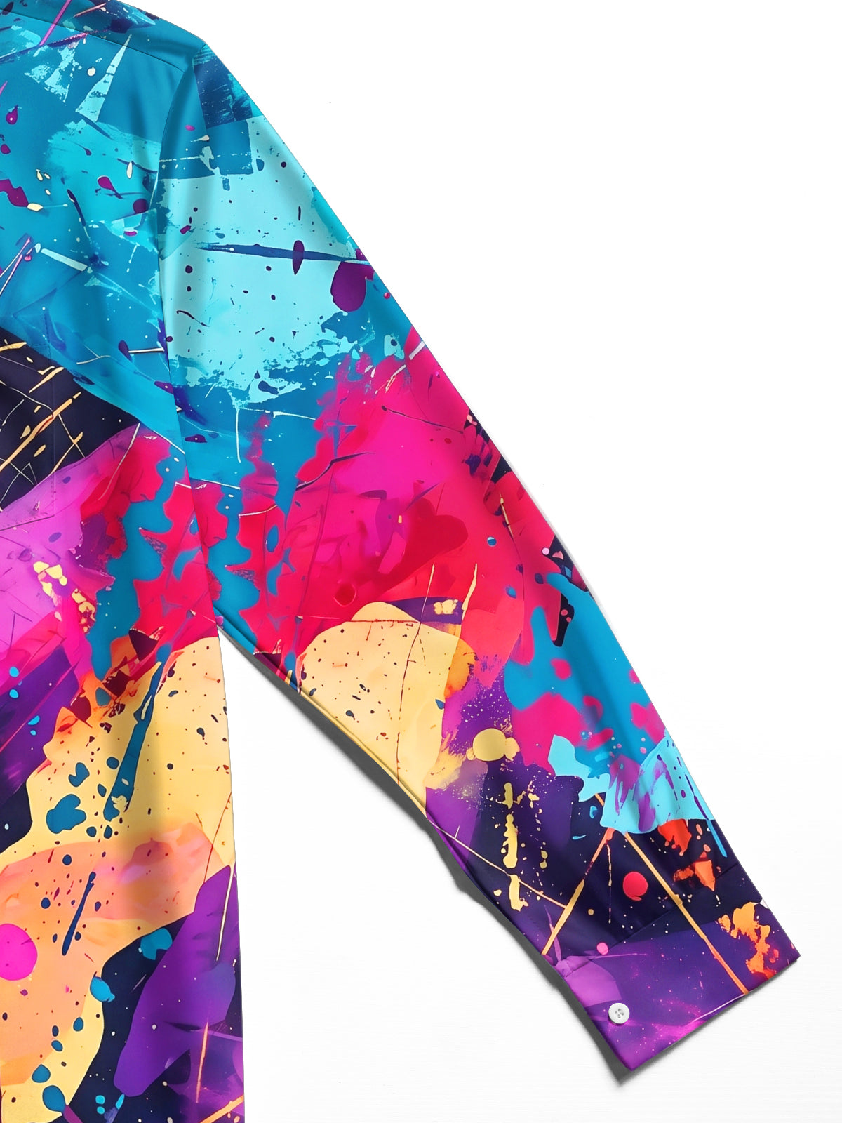 Oceanlyte Men's Tie Dye Colorful Abstract Paint Splatter Print Long Sleeve Shirt with Chest Pocket
