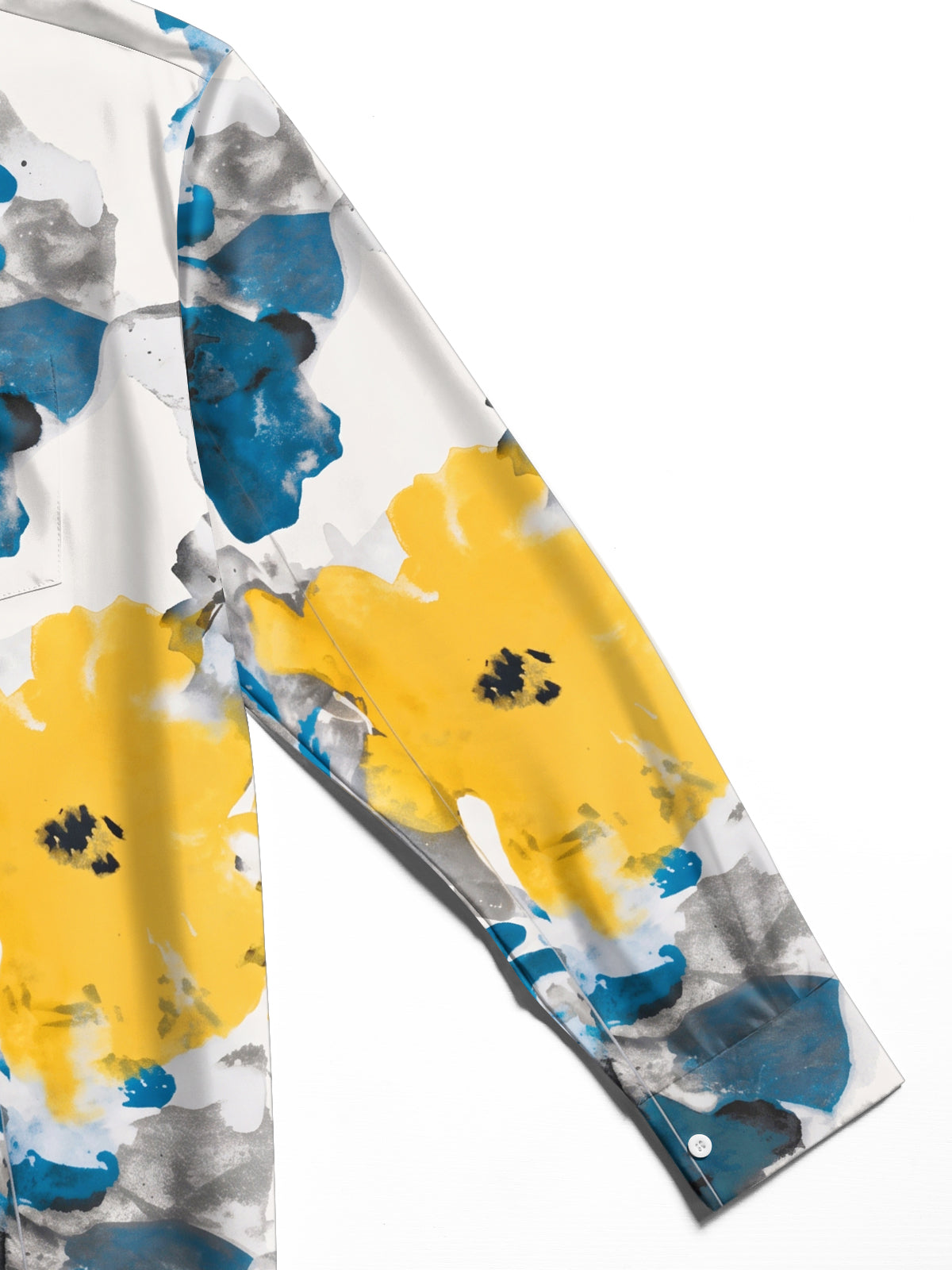 Oceanlyte Men's Printed Ink Wash Abstract Blooms Print Long Sleeve Shirt with Chest Pocket