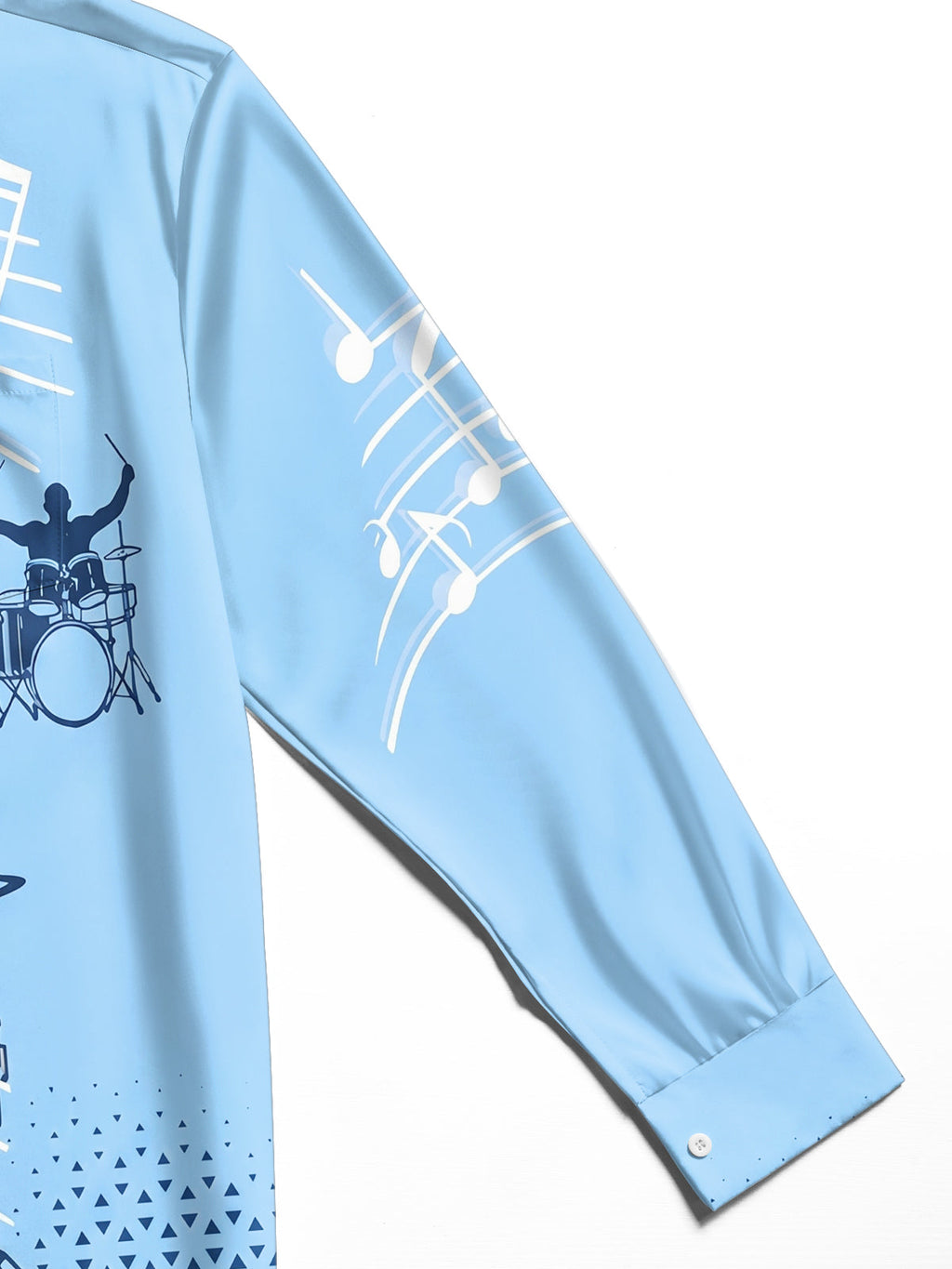 Oceanlyte Men's Graphic Drum Kit Print Music Notes Print Long Sleeve Shirt with Chest Pocket