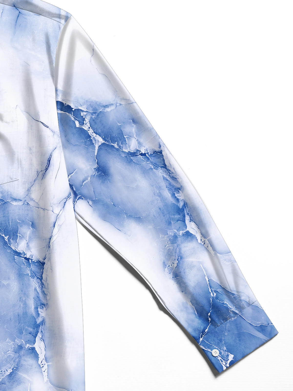 Oceanlyte Men's Printed Blue Marble Texture Print Long Sleeve Shirt with Chest Pocket