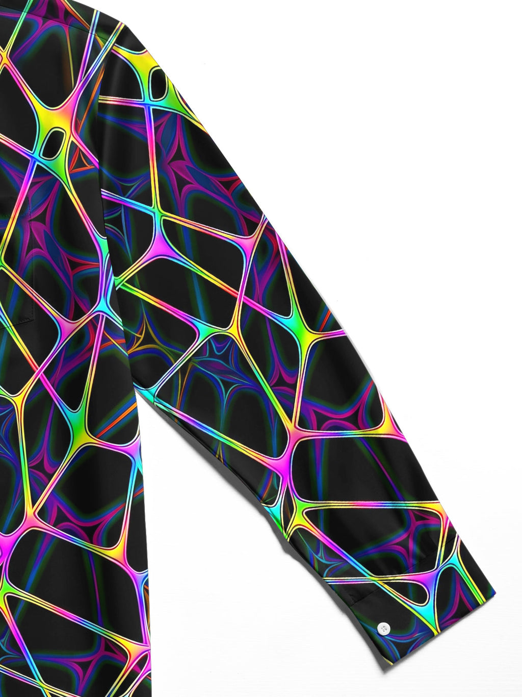 Oceanlyte Men's Abstract Neon Geometric Web Print Long Sleeve Shirt with Chest Pocket