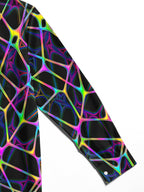 Oceanlyte Men's Abstract Neon Geometric Web Print Long Sleeve Shirt with Chest Pocket