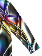 Oceanlyte Men's Printed Abstract Geometric Gradient Print Long Sleeve Shirt with Chest Pocket