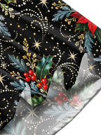 Oceanlyte Men's Hawaiian Christmas Poinsettia And Holly Print Long Sleeve Shirt with Chest Pocket