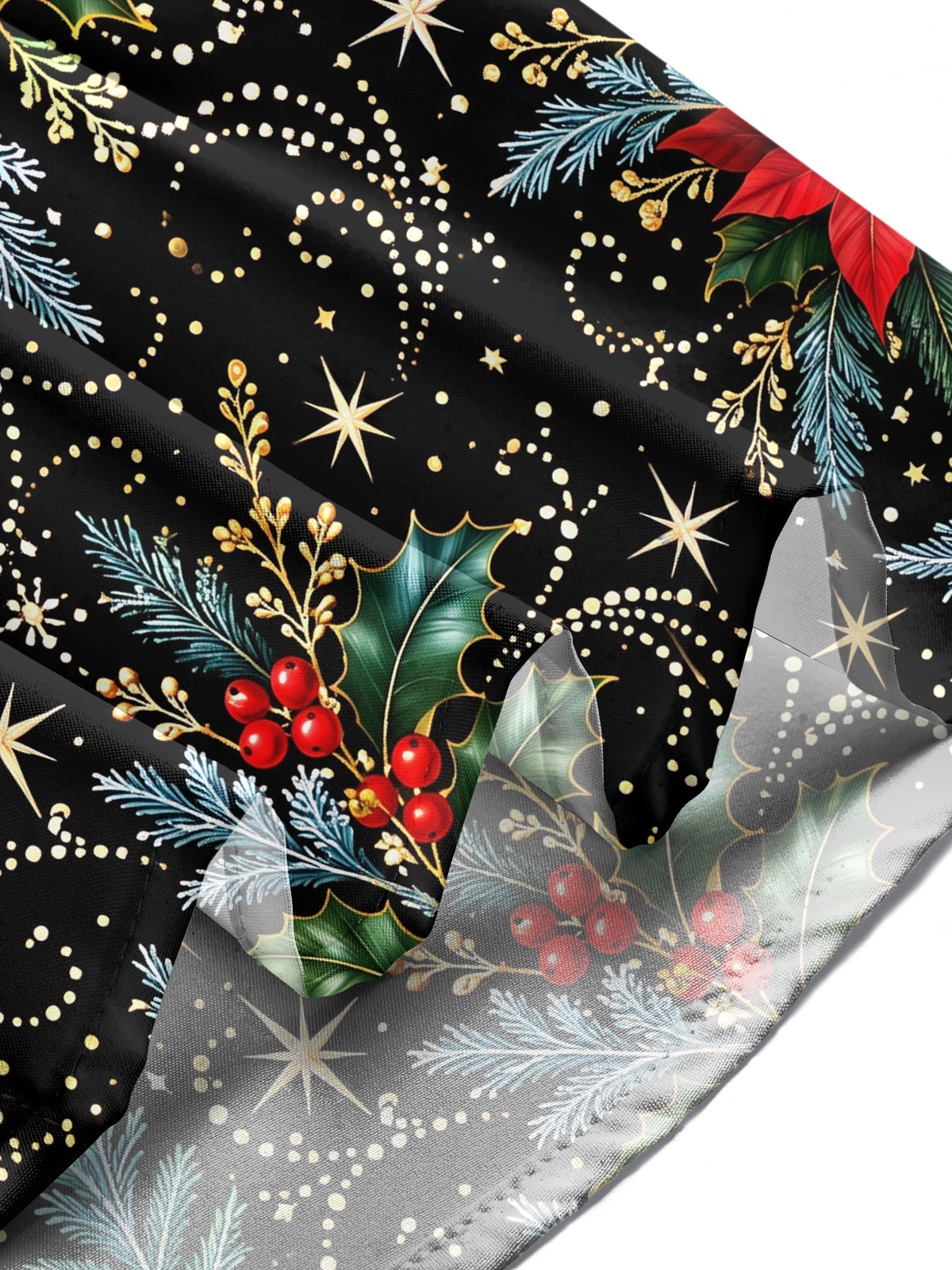 Oceanlyte Men's Hawaiian Christmas Poinsettia And Holly Print Long Sleeve Shirt with Chest Pocket