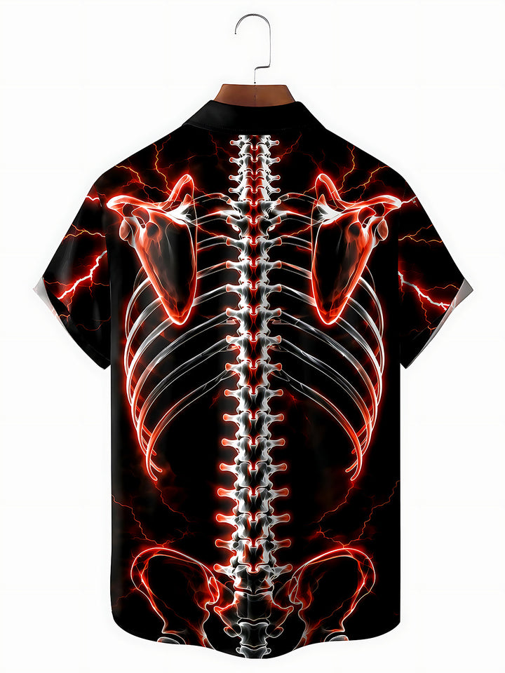 Dark Skull Bone Men's Pocket Short Sleeve Shirts