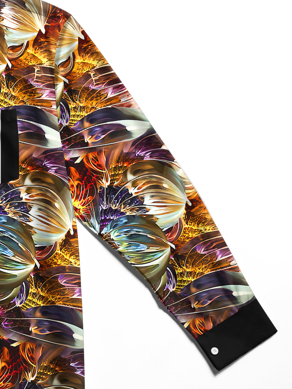 Oceanlyte Men's Vintage Style Abstract Floral Print Long Sleeve Shirt with Chest Pocket