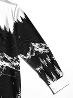 Oceanlyte Men's Printed Snowy Mountains And Forest Print Long Sleeve Shirt with Chest Pocket