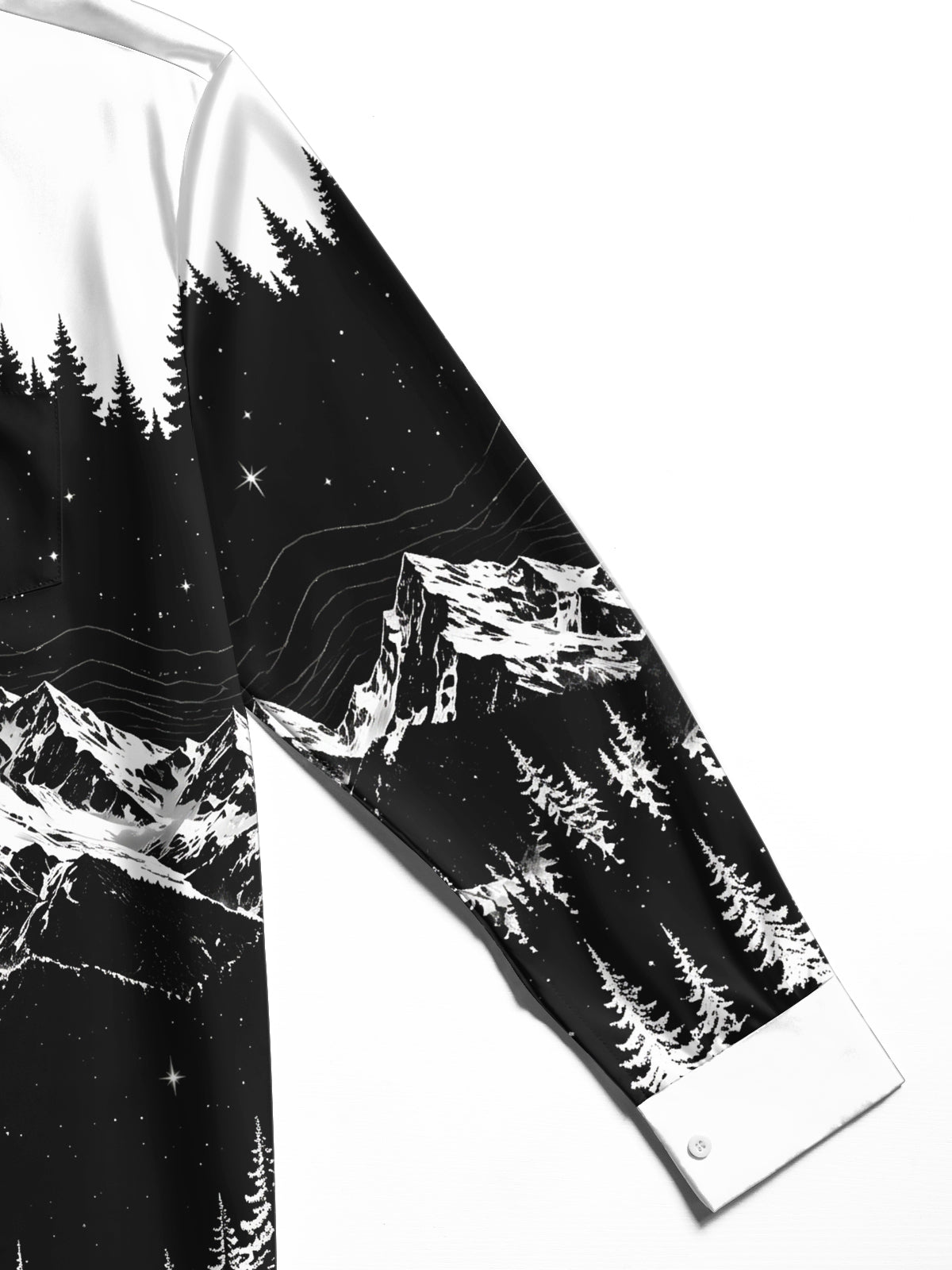 Oceanlyte Men's Printed Snowy Mountains And Forest Print Long Sleeve Shirt with Chest Pocket