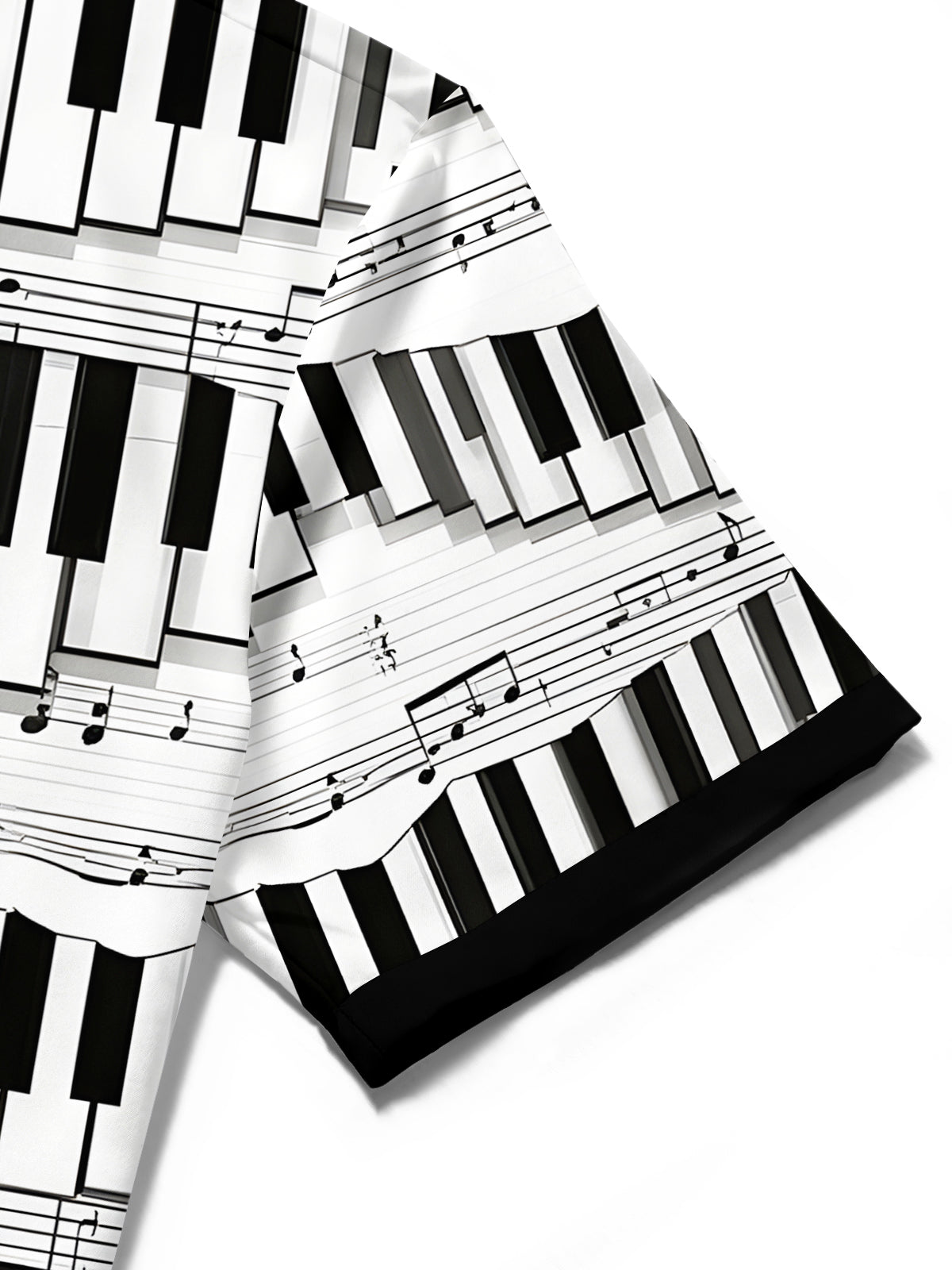 Oceanlyte Men's Graphic Geometric Piano Keys Musical Notes Print Short Sleeve Button Down Shirt with Chest Pocket