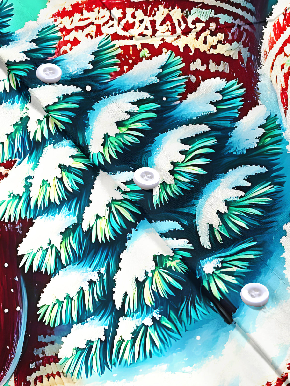 Oceanlyte Men's Printed Christmas Tree Print Short Sleeve Shirt with Chest Pocket