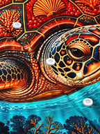 Oceanlyte Men's Hawaiian Sea Turtle And Coral Reef Print Short Sleeve Shirt with Chest Pocket