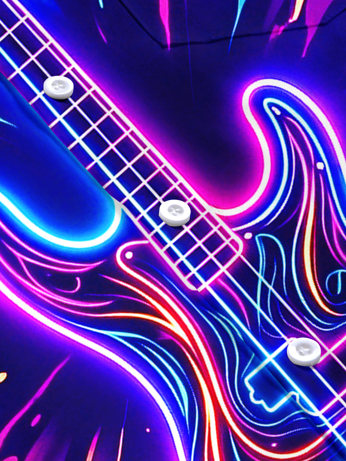 Oceanlyte Men's Short Sleeve Shirt - Neon Electric Guitar With Splatter Paint Print with Chest Pocket