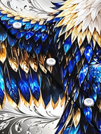 Oceanlyte Men's Eagle With Blue And Gold Feathers Print Short Sleeve Shirt with Chest Pocket