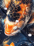 Oceanlyte Men's Hawaiian Koi Fish Print Lotus Flower Print Short Sleeve Shirt with Chest Pocket