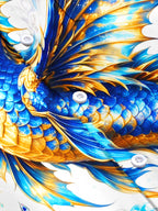 Oceanlyte Men's Blue And Golden Dragon On Waves Print Short Sleeve Shirt with Chest Pocket