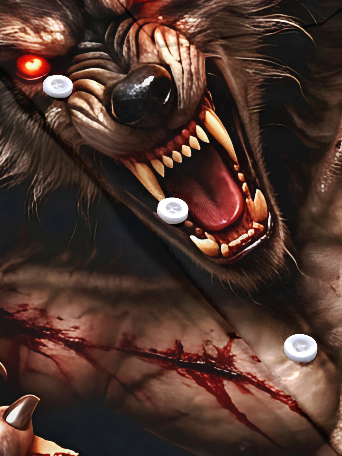 Oceanlyte Men's Short Sleeve Shirt - Halloween Werewolf Bursting Through Shirt Print with Chest Pocket