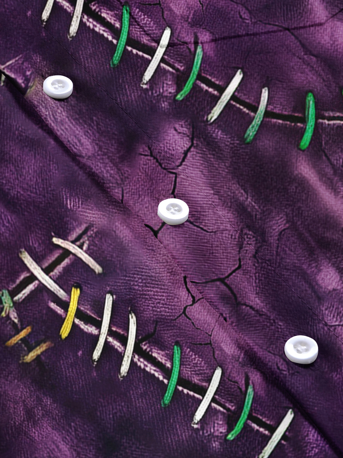 Oceanlyte Men's Short Sleeve Shirt - Purple Tie Dye With Colorful Stitching Pattern with Chest Pocket