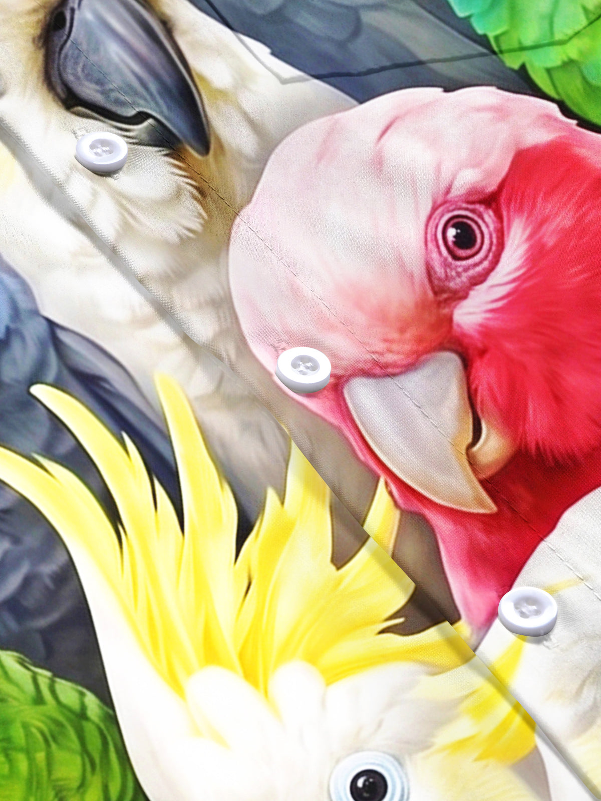 Oceanlyte Men's Hawaiian Colorful Parrots And Cockatoos Print Short Sleeve Shirt with Chest Pocket