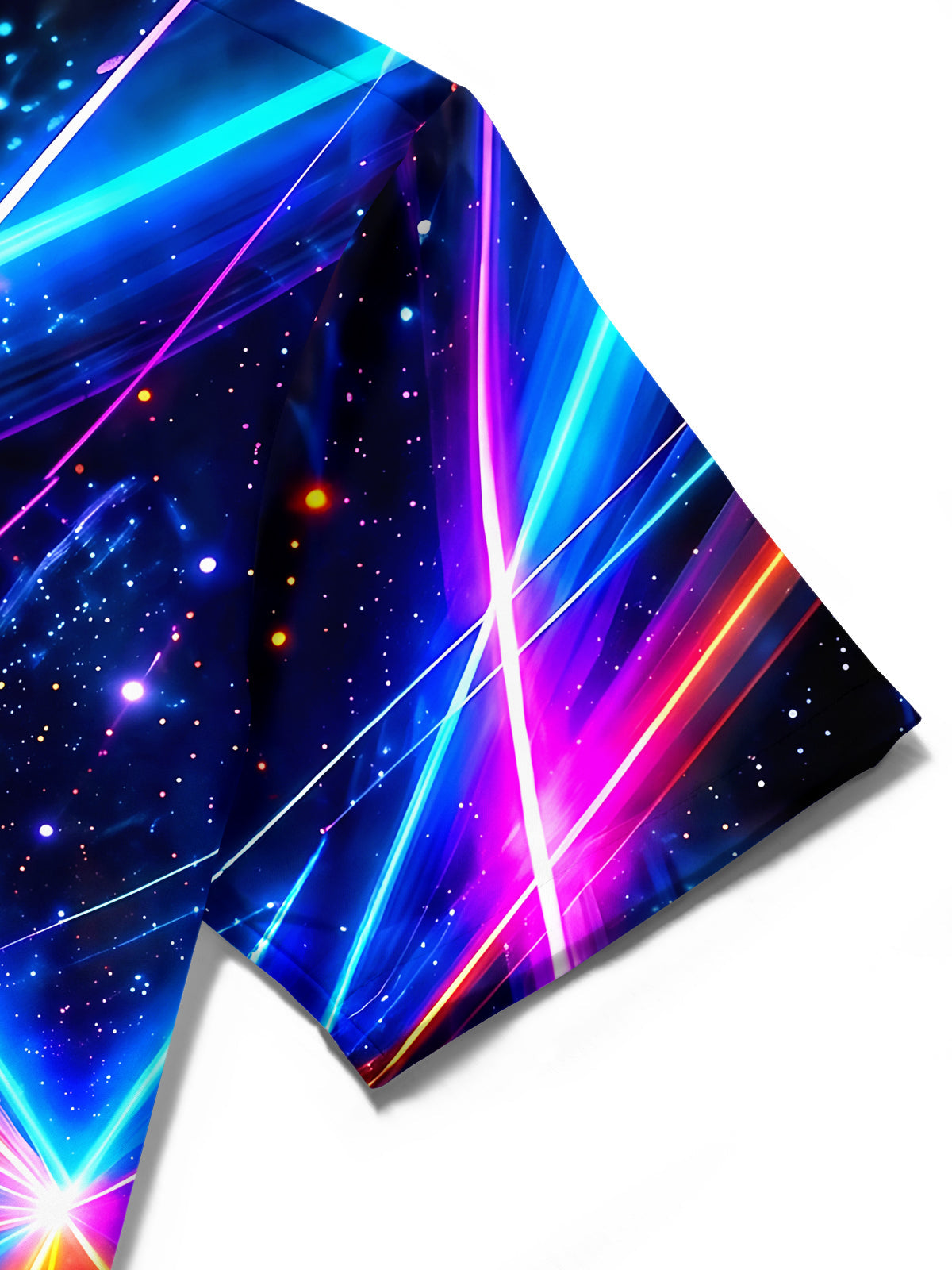 Oceanlyte Men's Neon Geometric Light Rays And Stars Print Short Sleeve Shirt with Chest Pocket
