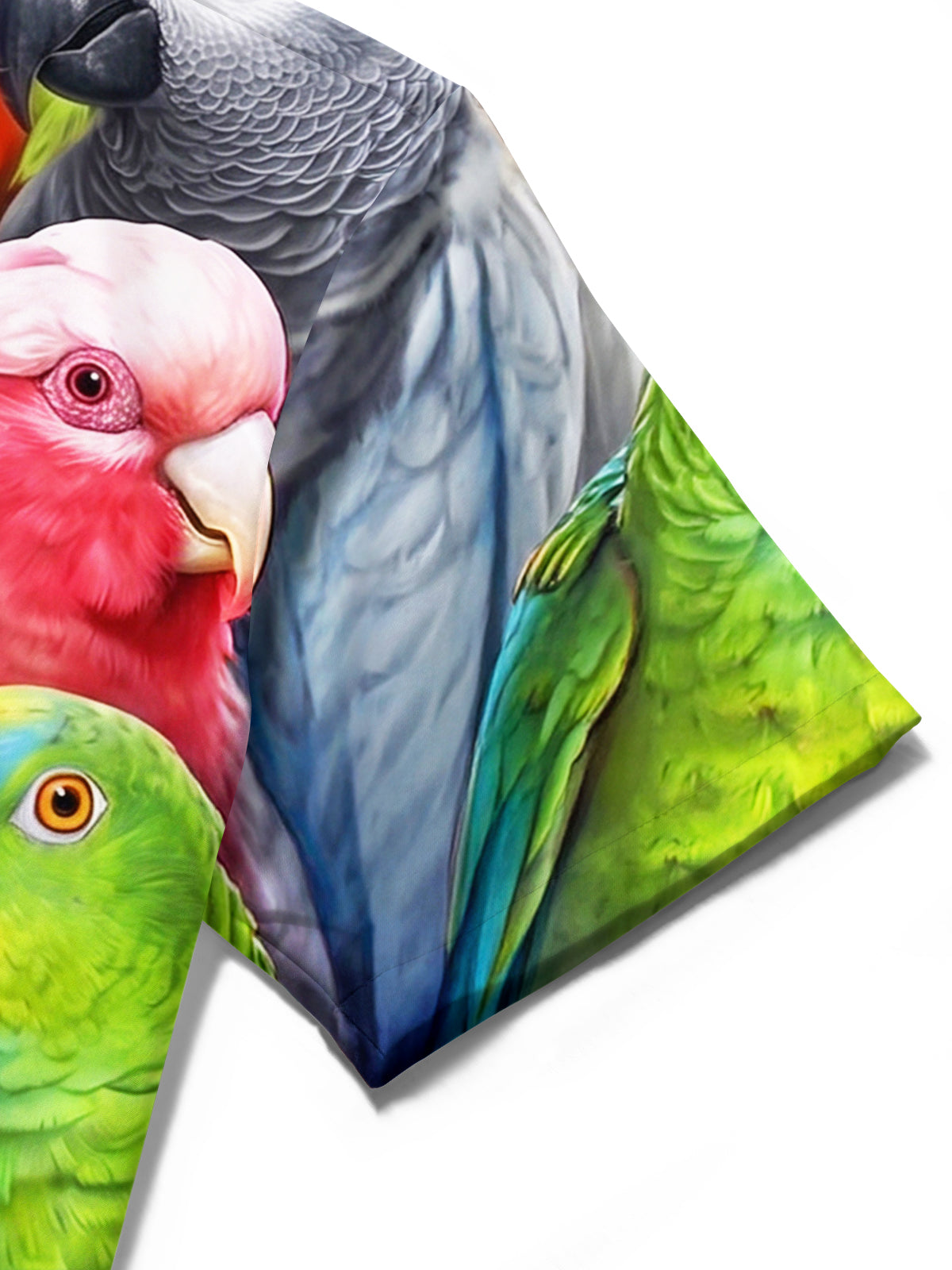 Oceanlyte Men's Hawaiian Colorful Parrots And Cockatoos Print Short Sleeve Shirt with Chest Pocket