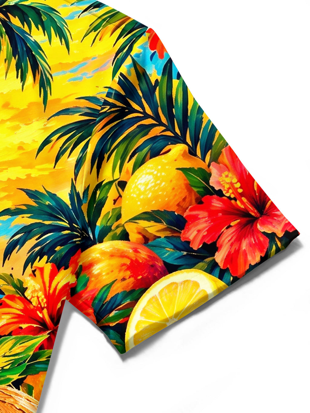 Oceanlyte Men's Hawaiian Pineapple And Tropical Fruits Print Short Sleeve Shirt with Chest Pocket