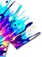 Oceanlyte Men's Short Sleeve Shirt - Neon Electric Guitar With Splatter Paint Print with Chest Pocket