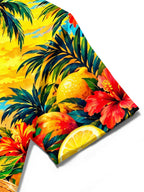 Oceanlyte Men's Hawaiian Pineapple And Tropical Fruits Print Short Sleeve Shirt with Chest Pocket