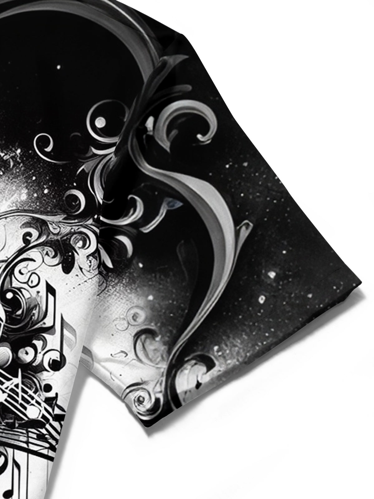 Oceanlyte Men's Graphic Music Notes Print Heart Swirls Print Short Sleeve Shirt with Chest Pocket