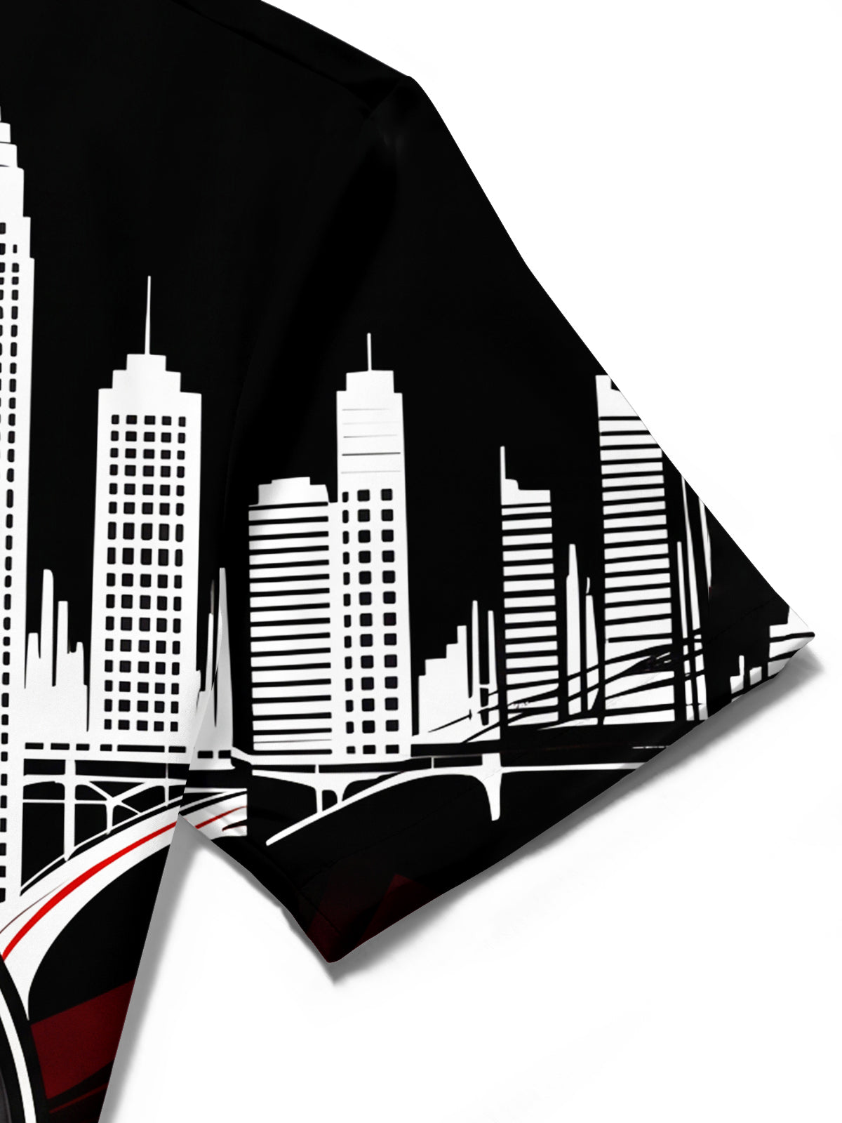 Oceanlyte Men's Short Sleeve Shirt - City Skyline And Speaker With Musical Notes Print with Chest Pocket
