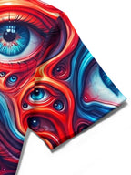 Oceanlyte Men's Patterned Psychedelic Fluid Multi-eye Pattern Short Sleeve Shirt with Chest Pocket