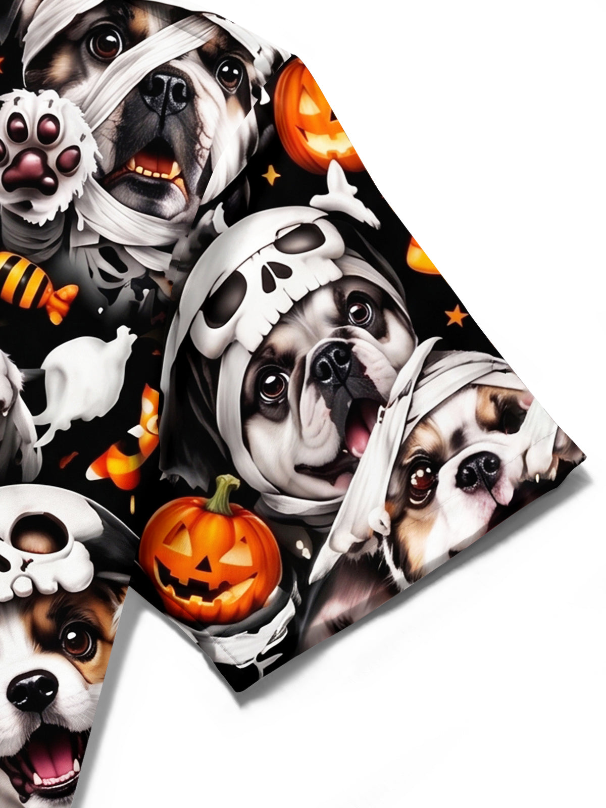 Oceanlyte Men's Halloween Mummy Dogs And Pumpkins Print Short Sleeve Shirt with Chest Pocket