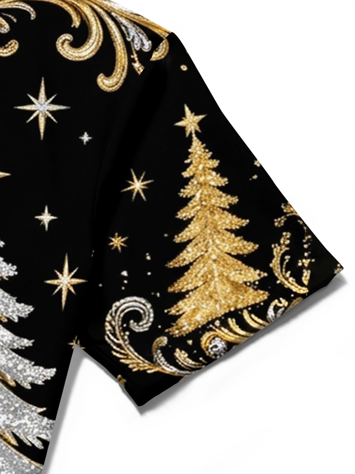 Oceanlyte Men's Christmas Sleigh And Christmas Trees Print Short Sleeve Shirt with Chest Pocket