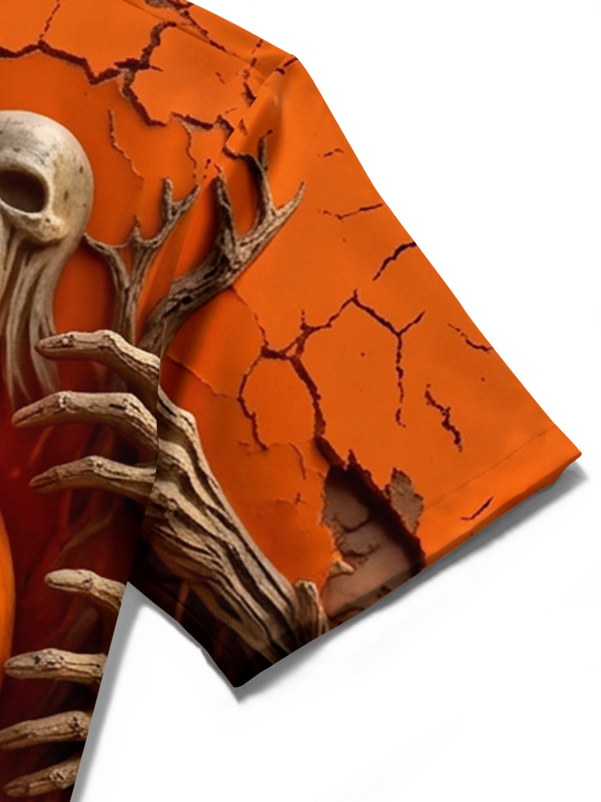 Oceanlyte Men's Halloween Jack-o-lantern And Skulls Print Short Sleeve Shirt with Chest Pocket