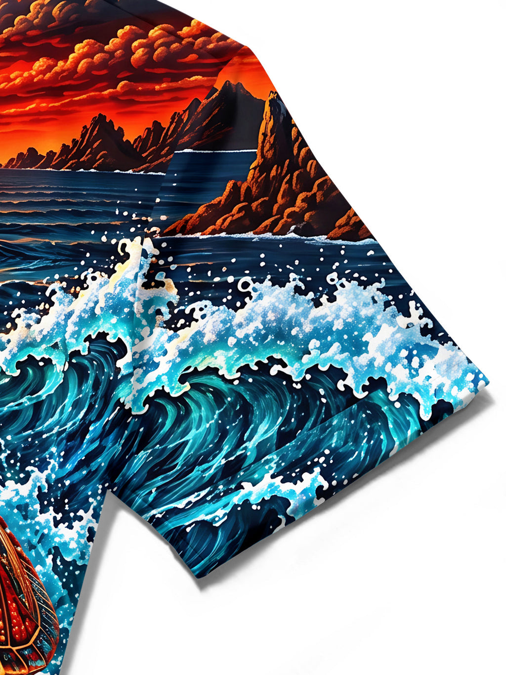 Oceanlyte Men's Hawaiian Sea Turtle And Coral Reef Print Short Sleeve Shirt with Chest Pocket