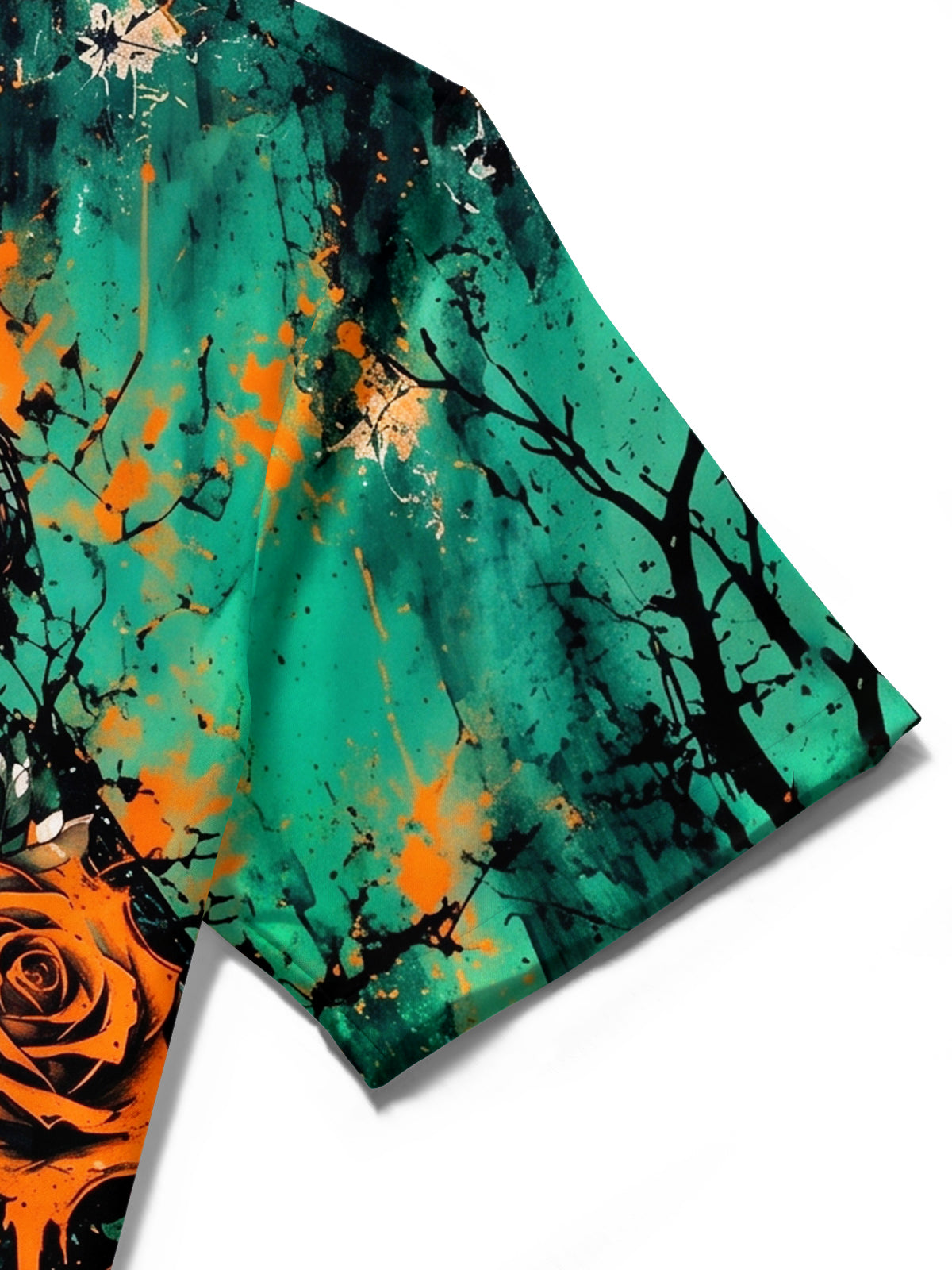 Oceanlyte Men's Short Sleeve Shirt - Halloween Snake And Roses With Graveyard Print with Chest Pocket