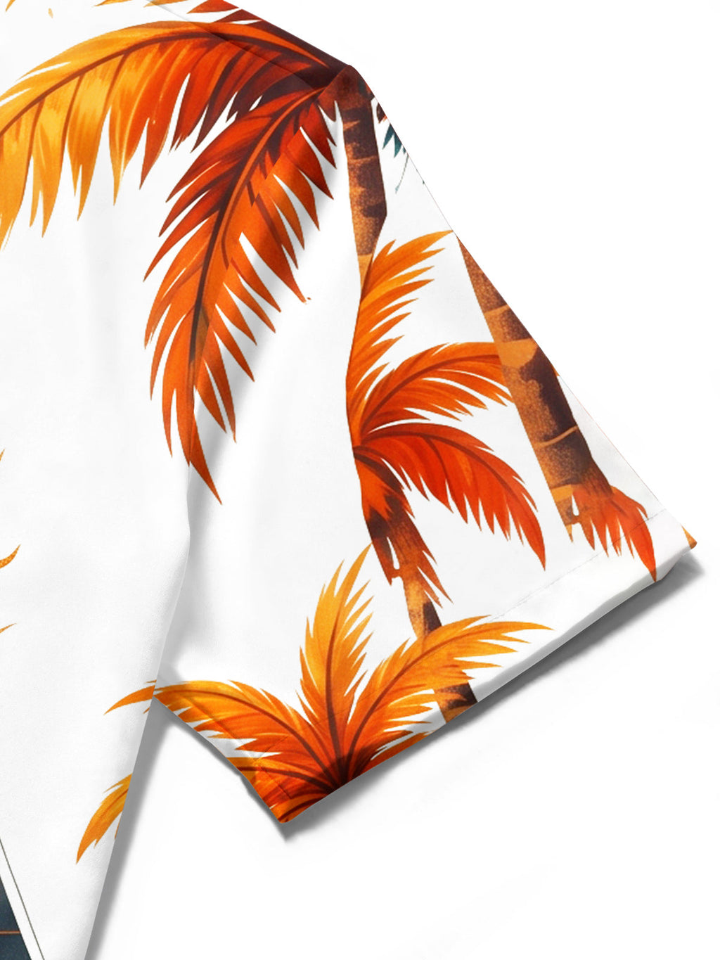 Oceanlyte Men's Short Sleeve Shirt - Tropical Sunset Beach With Sailboat And Palm Trees Print with Chest Pocket