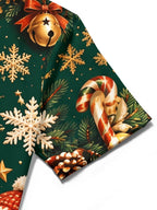 Oceanlyte Men's Hawaiian Christmas Corgi And Squirrel Print Short Sleeve Shirt