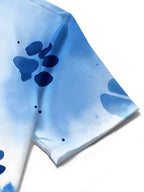 Oceanlyte Men's Tie Dye Blue Paw Print Tie Dye Pattern Short Sleeve Shirt with Chest Pocket