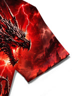 Oceanlyte Men's Graphic Dragon And Castle Print Short Sleeve Shirt with Chest Pocket