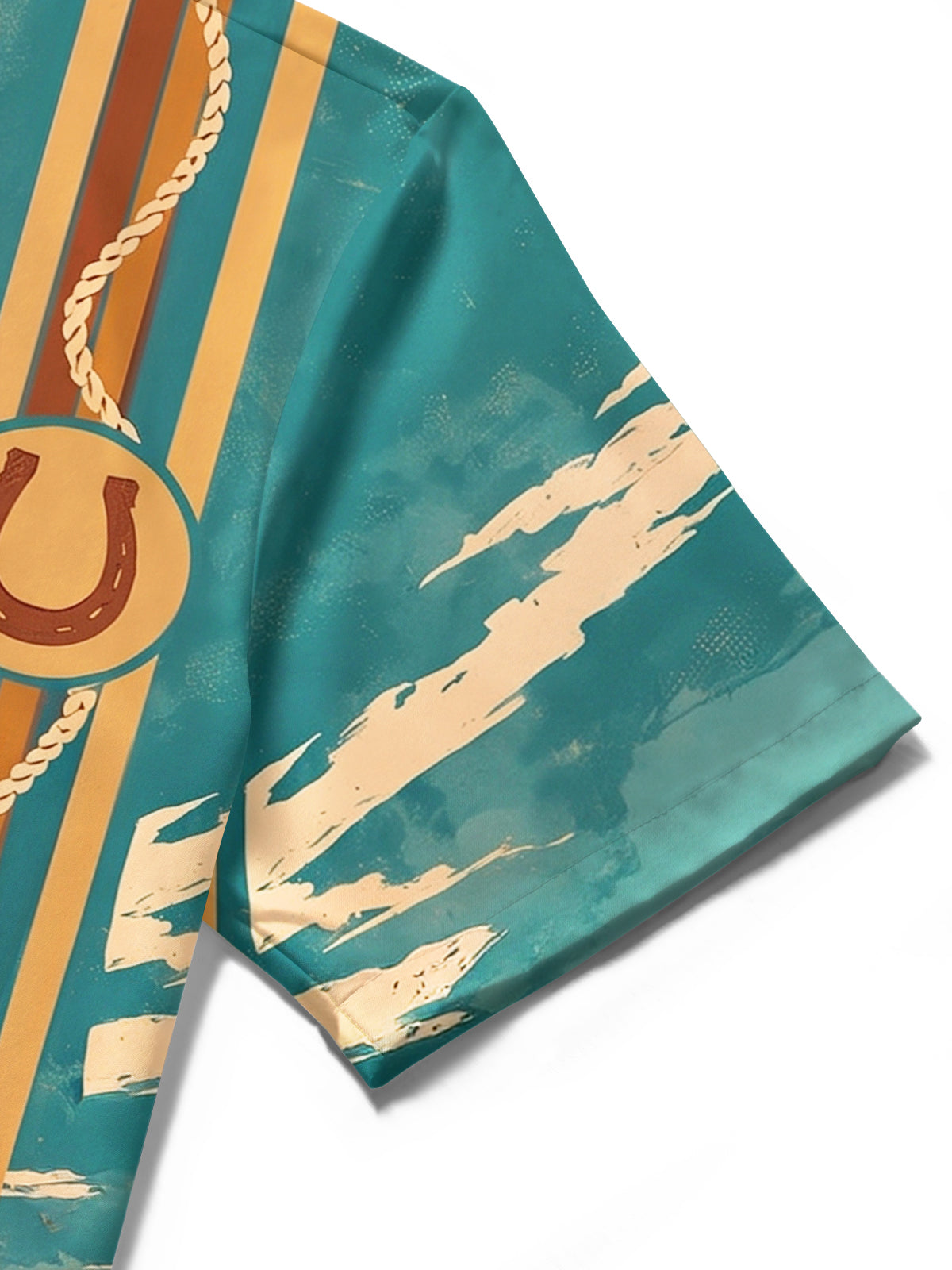 Oceanlyte Men's Short Sleeve Shirt - Western Desert Landscape With Cactus And Cowboy Print with Chest Pocket