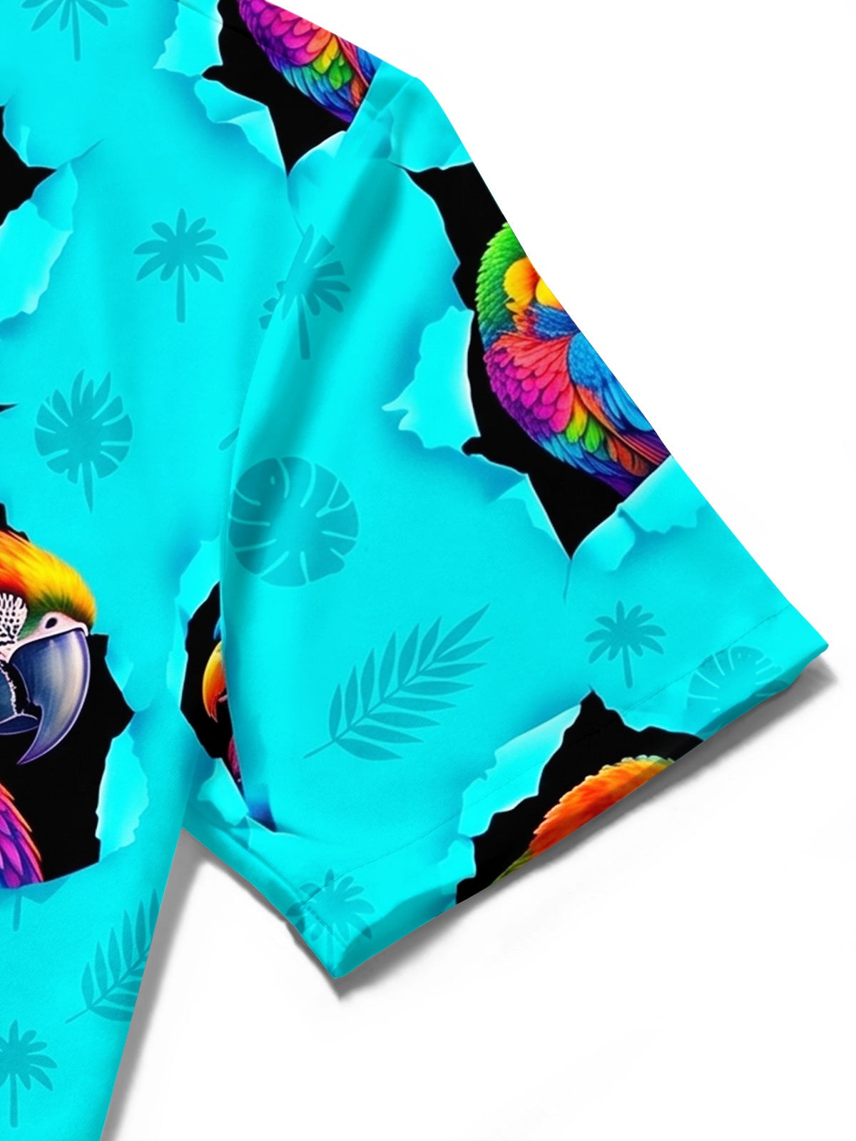 Oceanlyte Men's Colorful Parrots And Tropical Leaves Print Short Sleeve Shirt with Chest Pocket