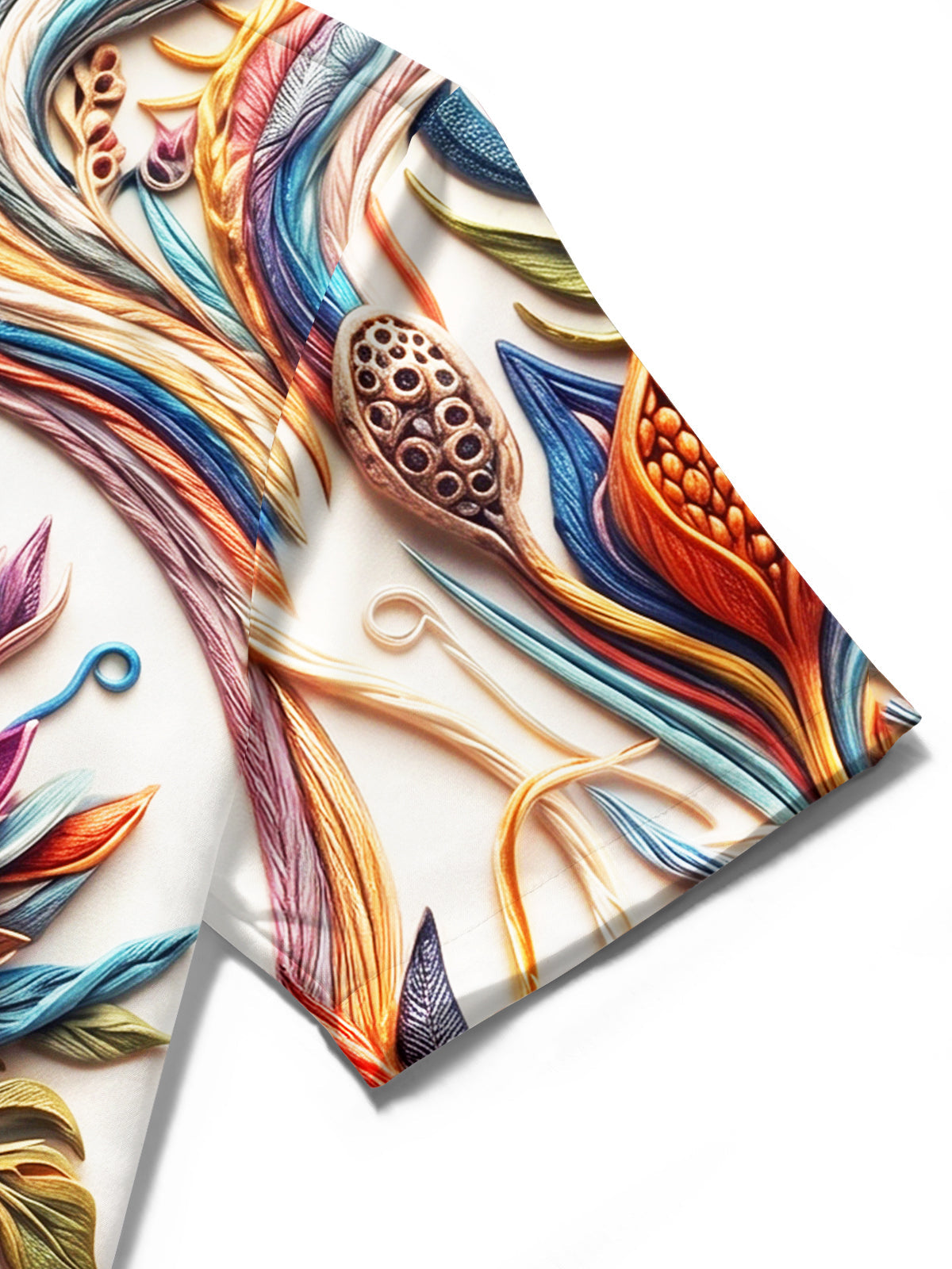 Oceanlyte Men's Short Sleeve Shirt - 3D Twisted Floral Leaves And Plant Motifs Print with Chest Pocket