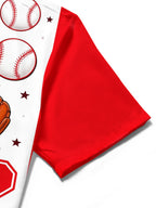 Oceanlyte Men's Baseball Equipment And Home Plate Print Short Sleeve Shirt with Chest Pocket